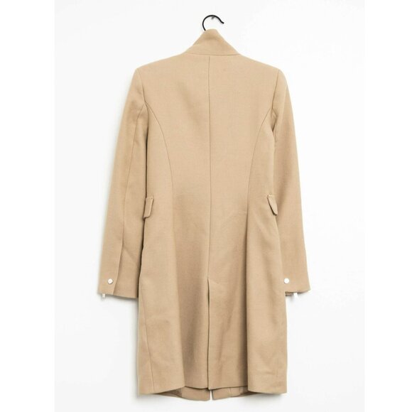 Zara Wool Zip Front Overcoat Tan Structured Coat - Picture 2 of 4